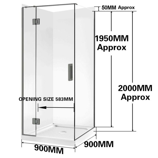 900*900*1950mm Gunmetal Grey Frameless Swing Door Square Shower Box 900*900*1950mm Gunmetal Grey Frameless Swing Door Square Shower Box